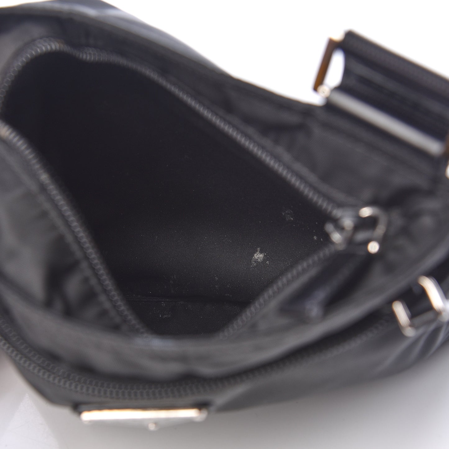 Nylon Small Flat Messenger Bag Black