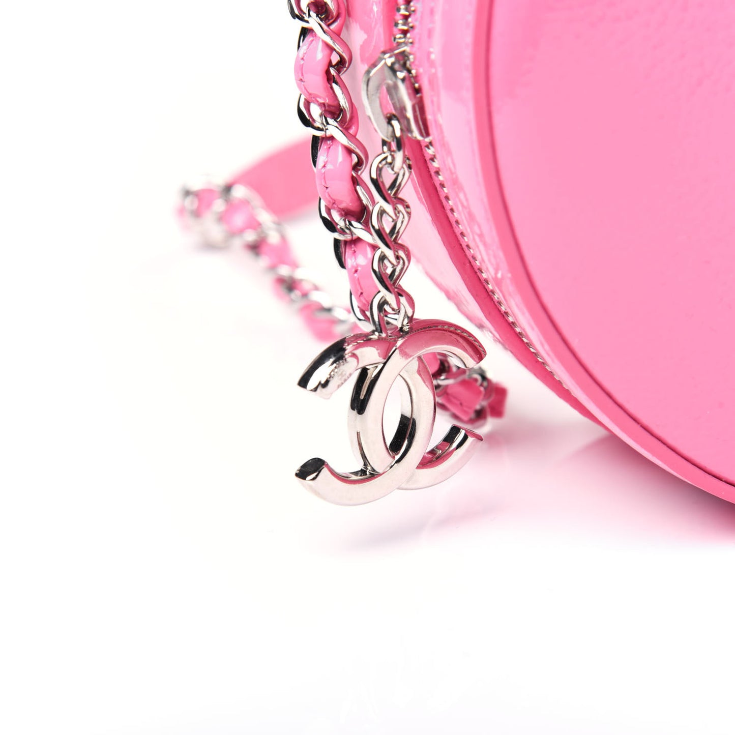 Patent Round As Earth Evening Bag Pink