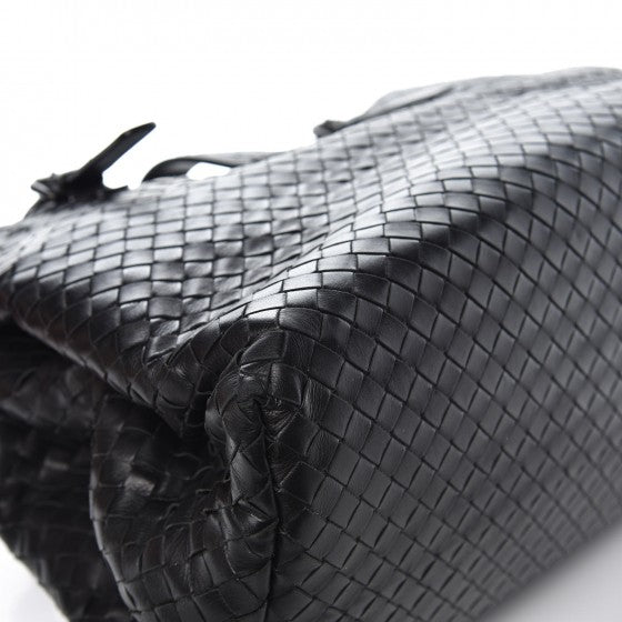 Nappa Intrecciato Medium Roma Tote Black