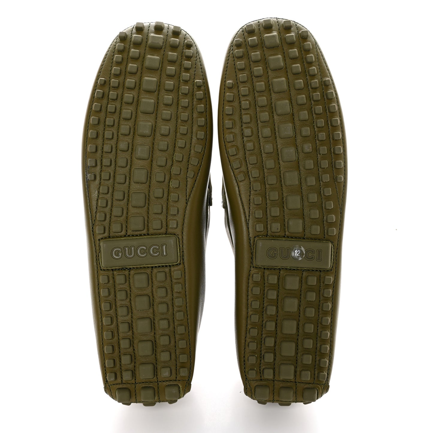 Soft Clove Calfskin Monochrome Mens Interlocking G Driver Loafers 12 Juniper Green