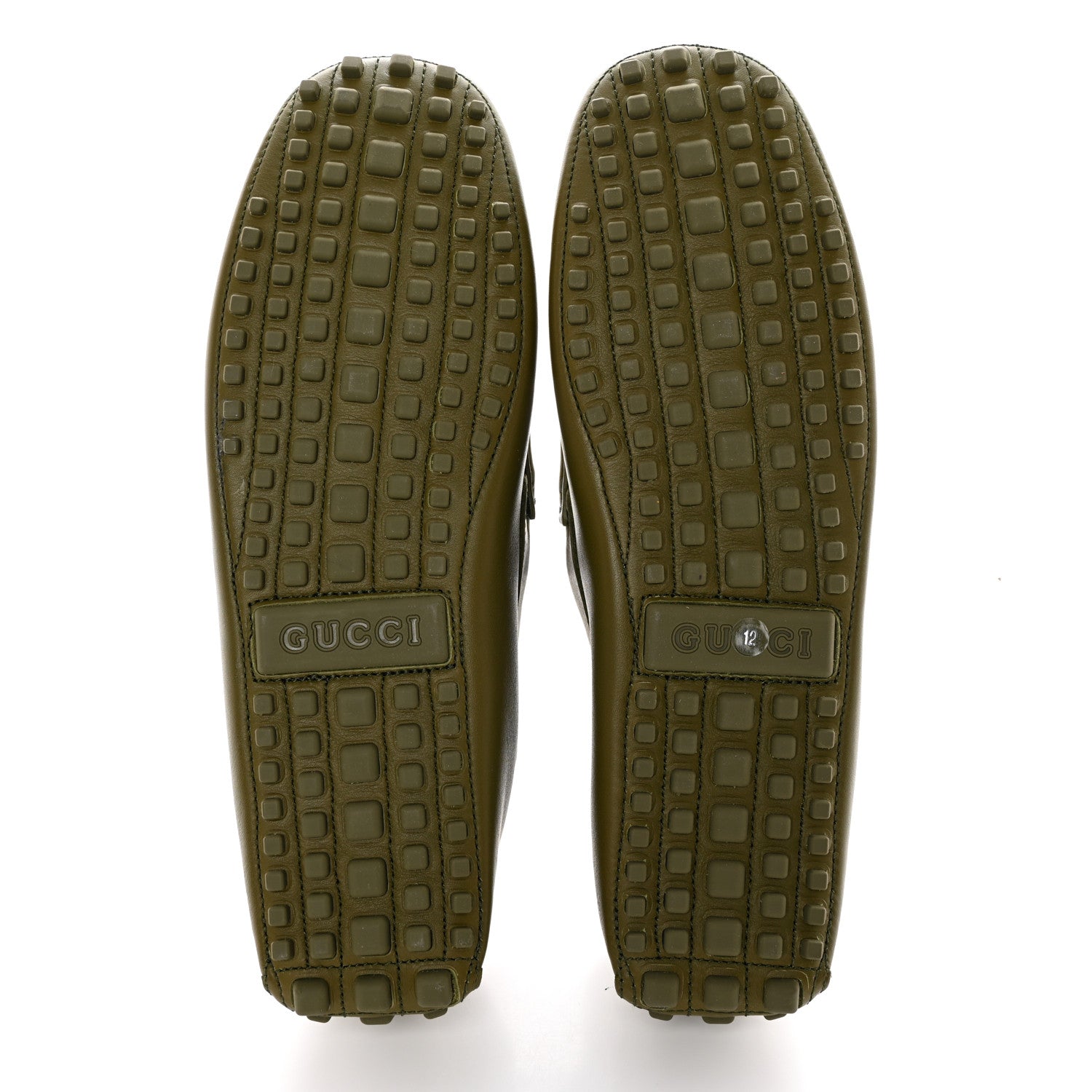 Gucci Soft Clove Calfskin Monochrome Mens Interlocking G Driver Loafers 12 Juniper Green 6 of 13