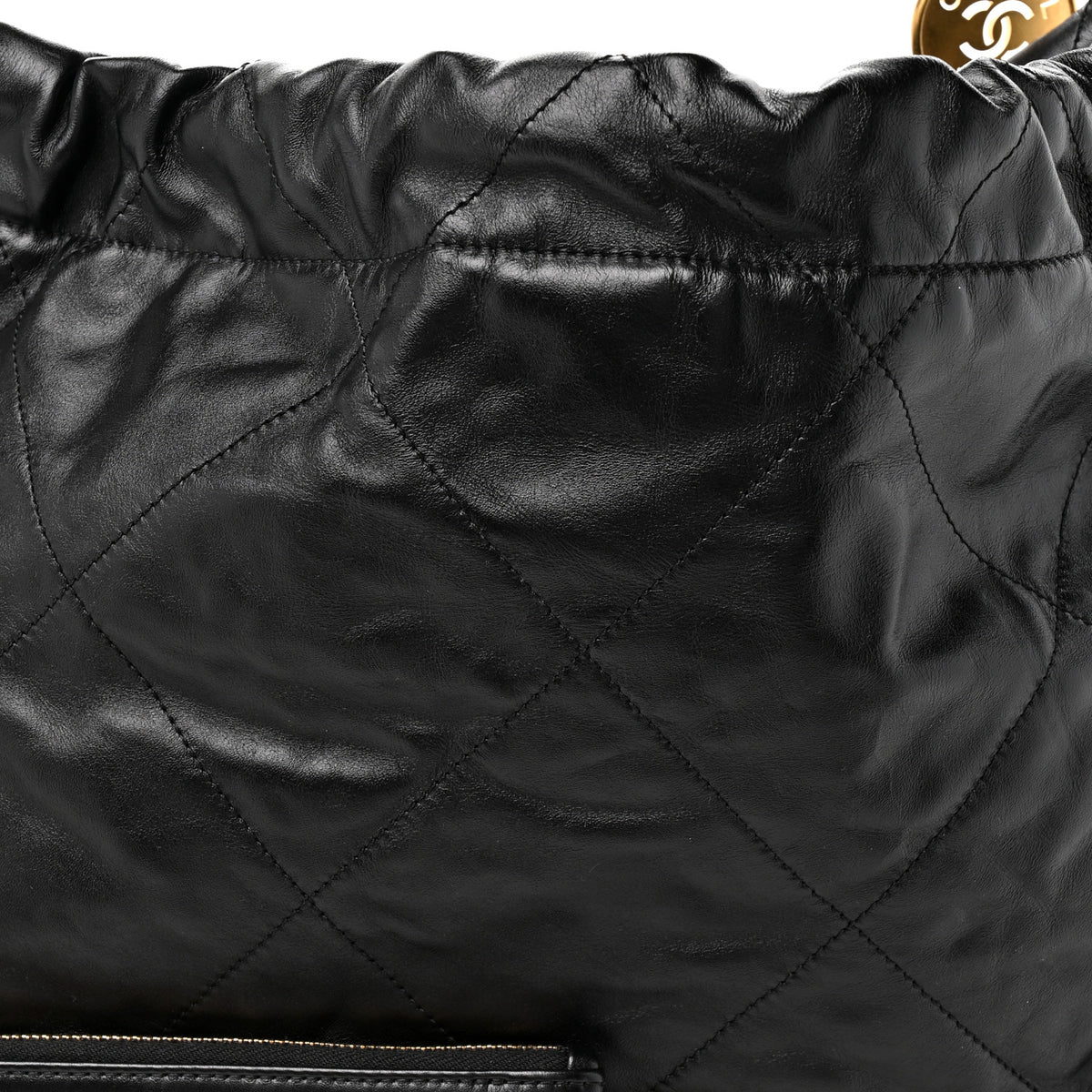 Shiny Calfskin Quilted Chanel 22 Black