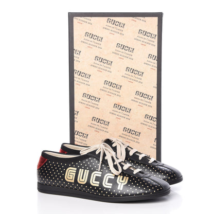 Gucci X SEGA Calfskin GUCCY Stars Mens Falacer Sneakers 7.5 Black 9 of 9