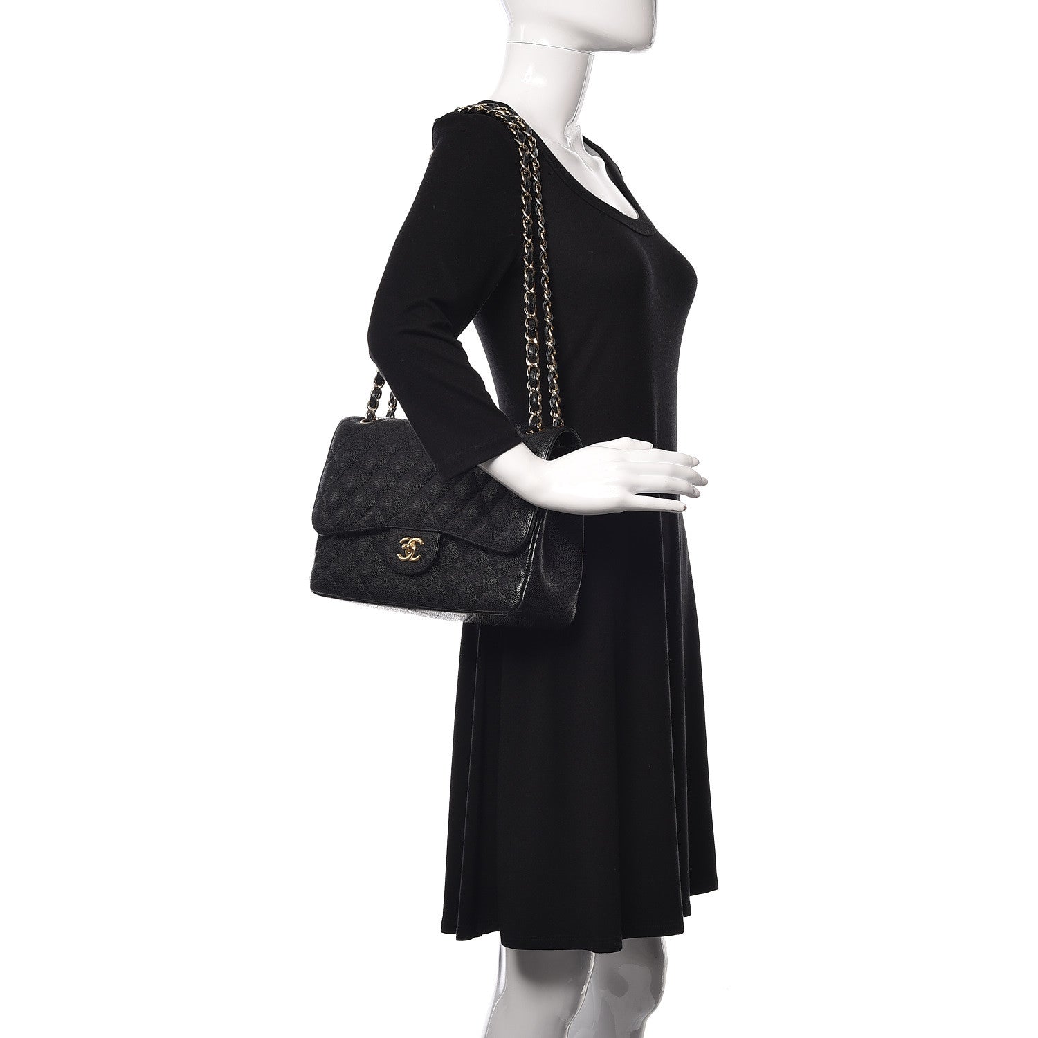 Chanel Caviar Quilted Jumbo Double Flap Black 2 of 12