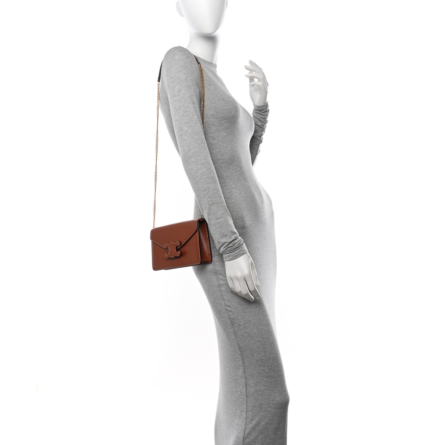 Celine Shiny Calfskin Triomphe Margo Wallet on Chain Gold 2 of 11