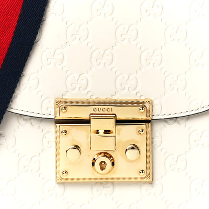 Gucci Guccissima Web Medium Padlock Messenger Shoulder Bag White 9 of 12