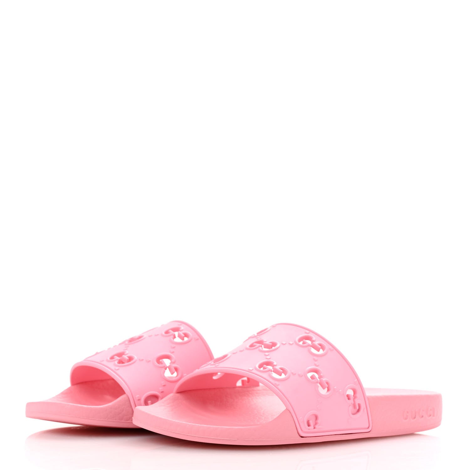 Gucci Rubber GG Monogram Perforated Womens Slide Sandals 36 Rose Box 4 of 9