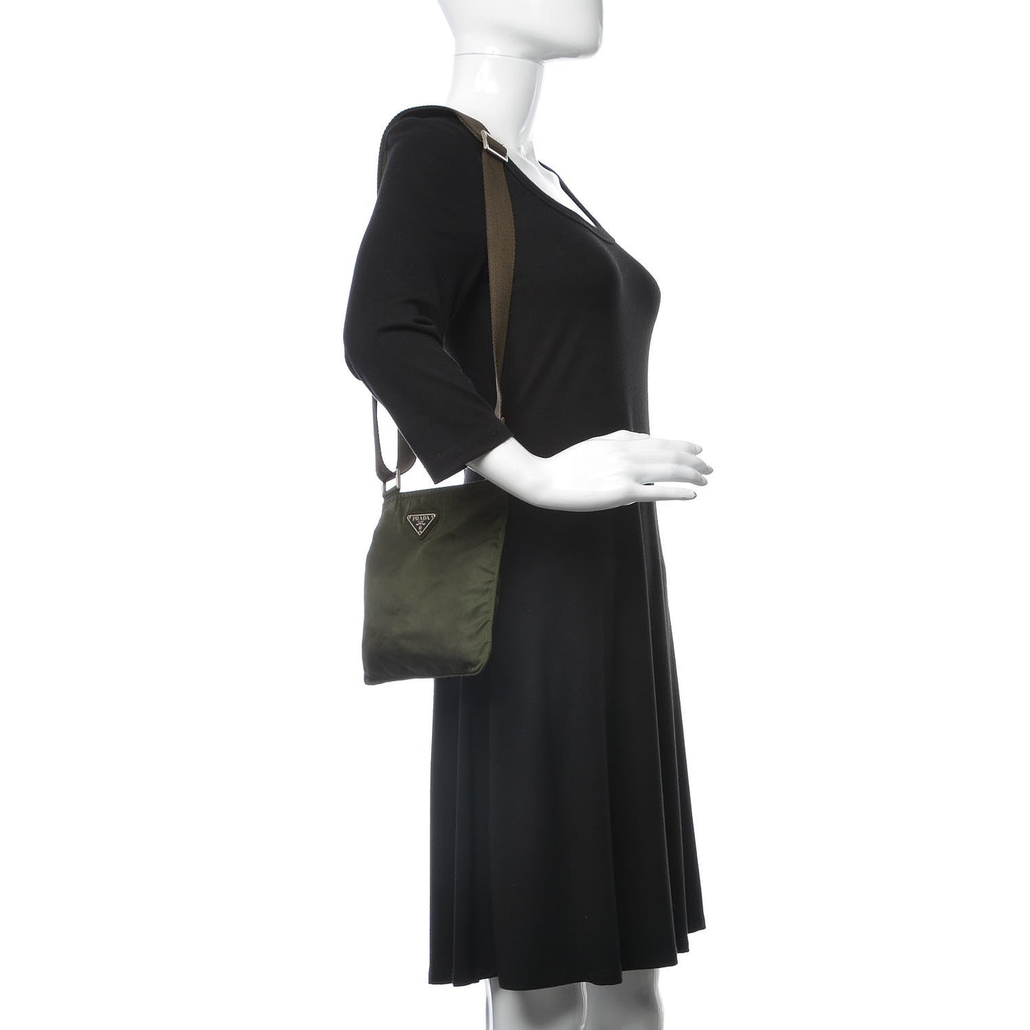 Tessuto Nylon Small Flat Messenger Bag Mimetico