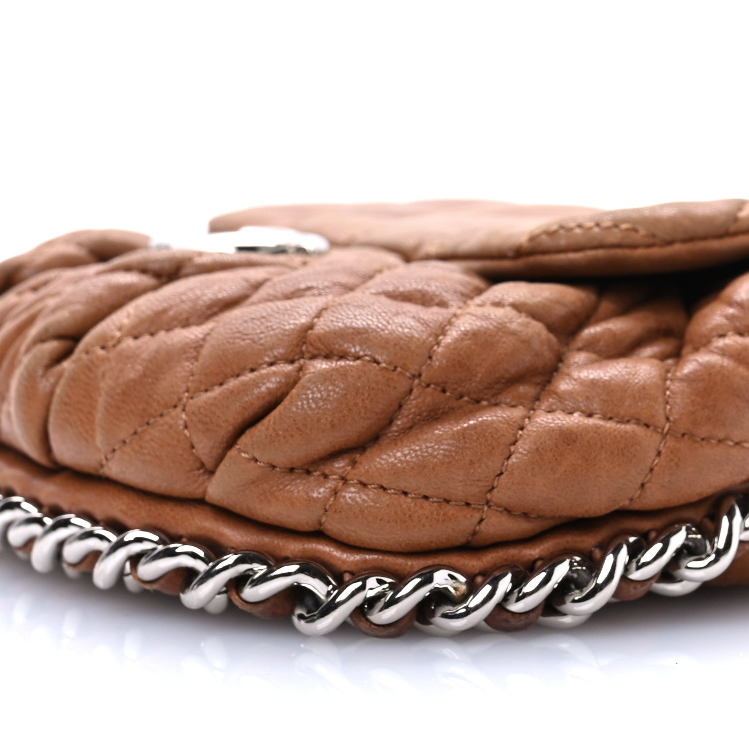 Chanel Washed Lambskin Mini Chain Around Messenger Brown 10 of 14