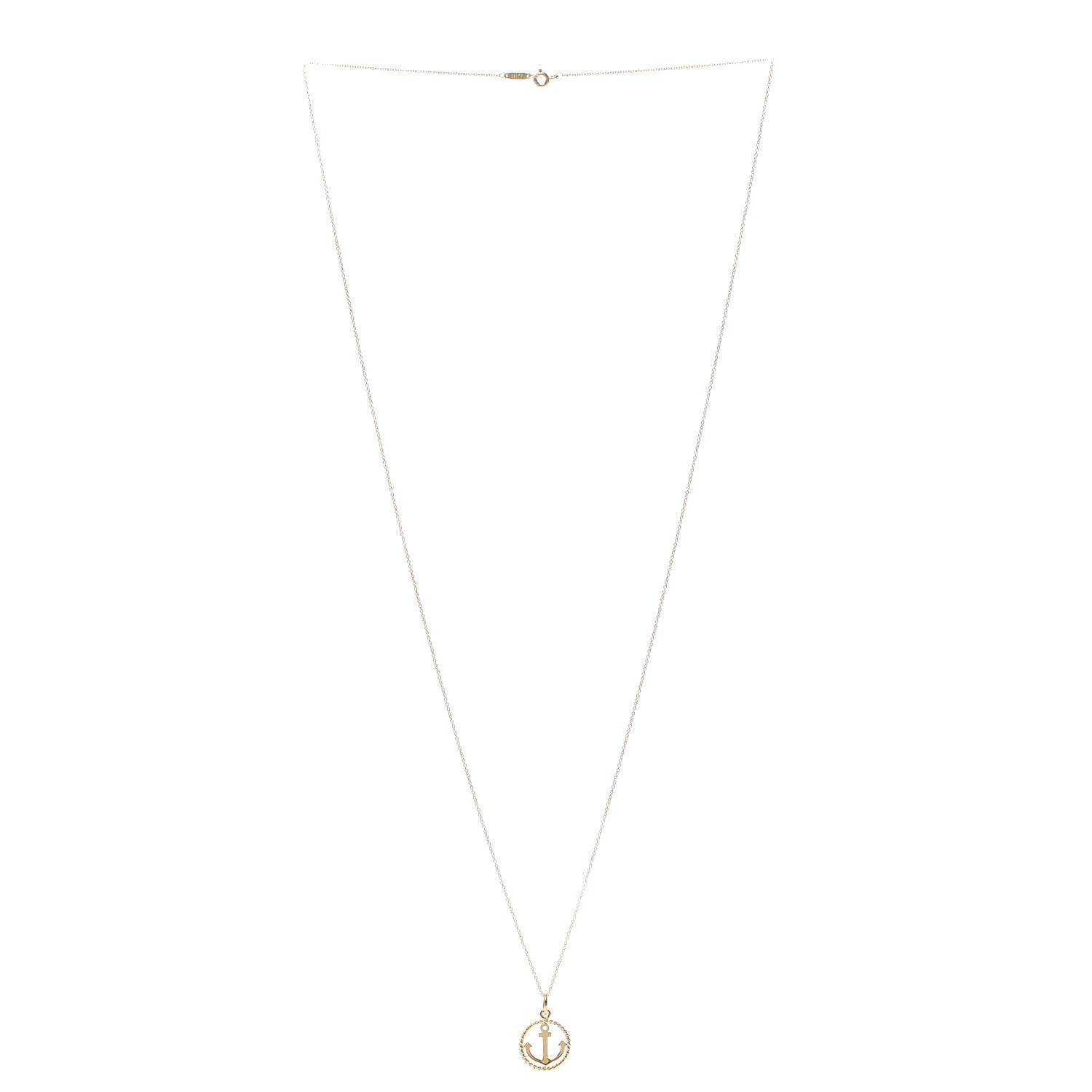 Tiffany 18K Yellow Gold Twist Anchor Charm Pendant Necklace 3 of 6