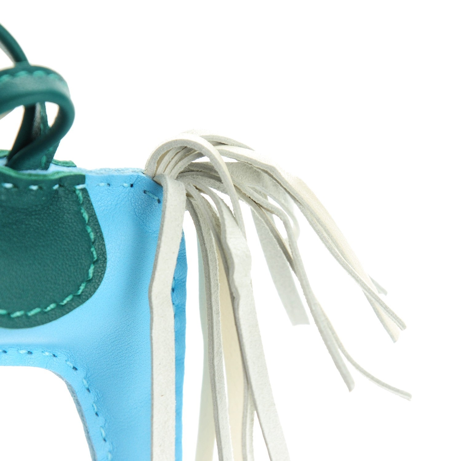 Hermes Milo Lambskin Grigri Rodeo Horse Bag Charm PM Celeste Malachite Craie 4 of 5
