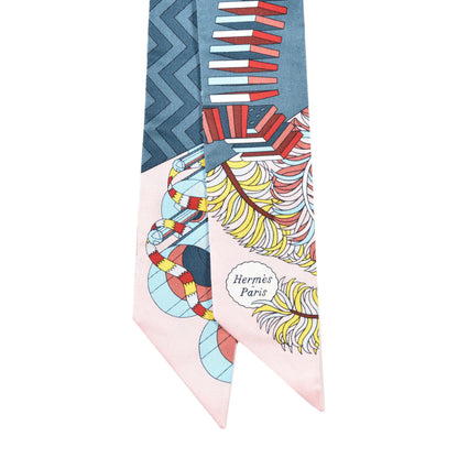 Hermes Silk De l'Ombrelle Aux Duels Twilly Bleu Moyen Rose Pale 2 of 4