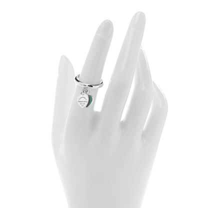 Tiffany Sterling Silver Enamel Return to Tiffany Double Heart Ring 52 6 Blue 2 of 4