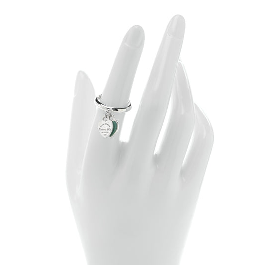 Sterling Silver Enamel Return to Tiffany Double Heart Ring 52 6 Blue