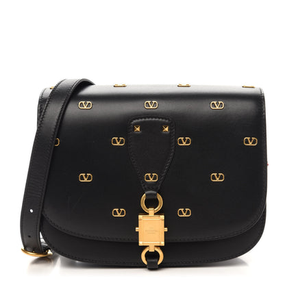 Valentino Garavani Calfskin V-Locker Saddle Bag Black 1 of 11