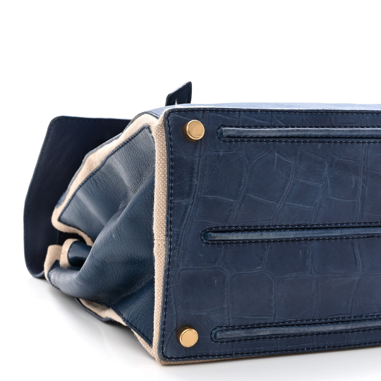Saint Laurent Calfskin Nubuck Crocodile Embossed Large Muse Two Blue 8 of 13