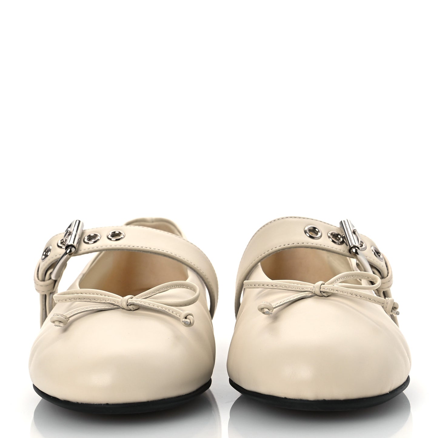 Calfskin Mary Jane Ballerina Flats 36.5 Ivory