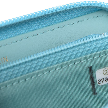 Chanel Caviar Quilted Small Boy Zip Around Wallet Light Blue 6 of 11