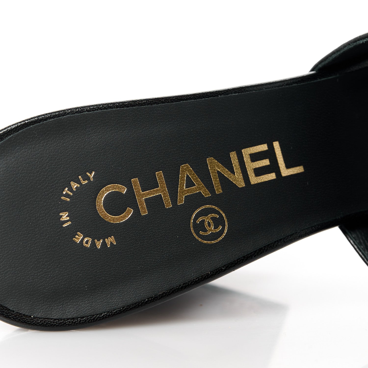 Chanel Shiny Goatskin Pearl Mule 39.5 Black 7 of 9