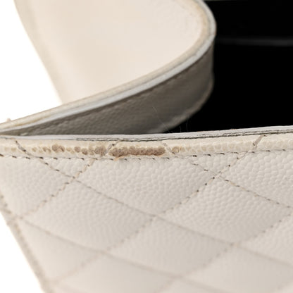 Saint Laurent Grain De Poudre Textured Mixed Matelasse Medium Triquilt Monogram Satchel Blanc Vintage 13 of 14