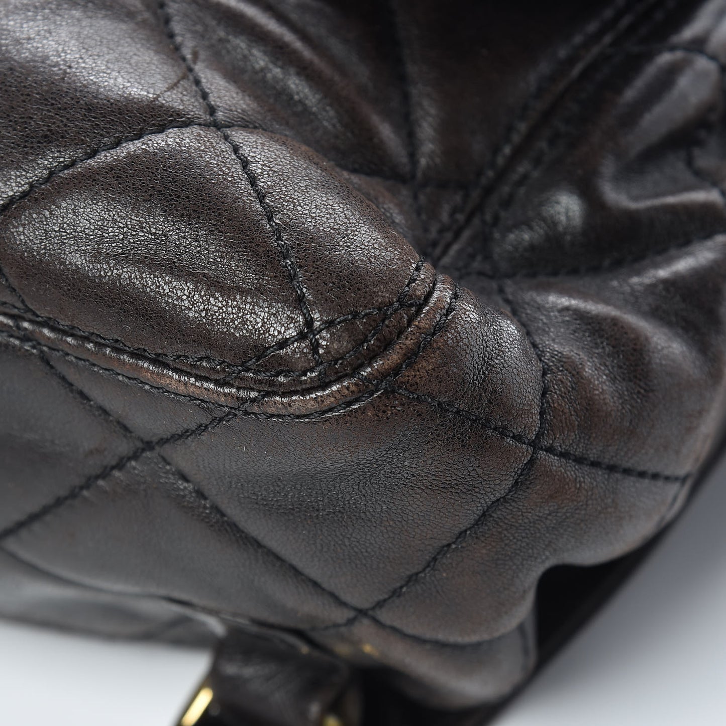 Lambskin Quilted Backpack Brown