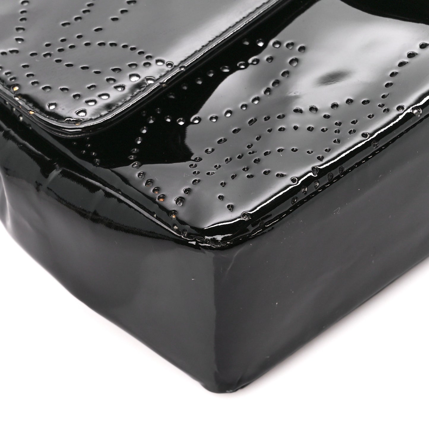 Patent Perforated Camellia Medium Single Flap Black