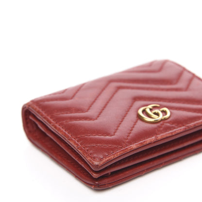 Gucci Calfskin Matelasse GG Marmont Card Case Wallet Hibiscus Red 8 of 15
