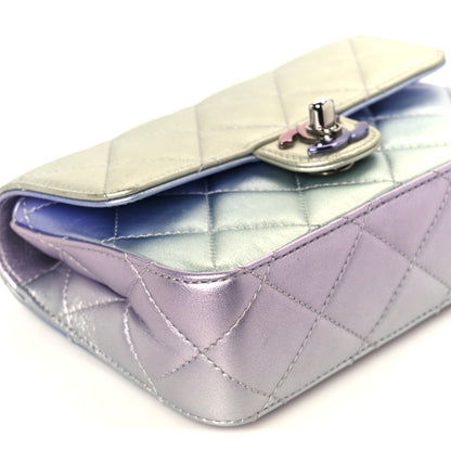 Chanel Gradient Metallic Calfskin Quilted Clutch Silver Blue Yellow Purple 10 of 11