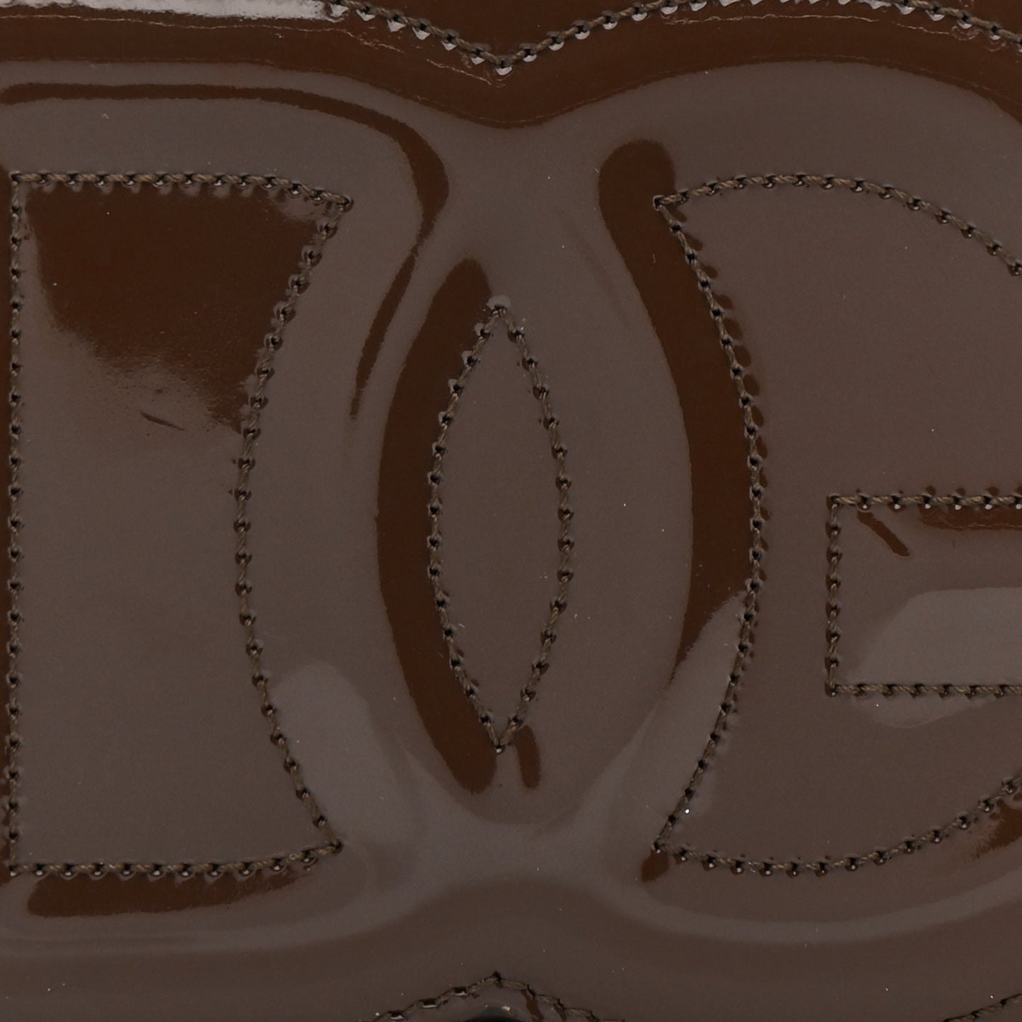 DOLCE GABBANA Patent DG Logo Crossbody Bag Brown