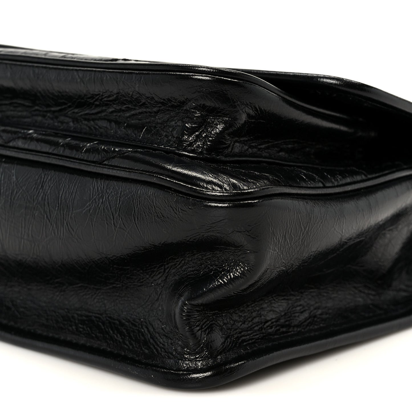 Crinkled Calfskin Matelasse Monogram Baby Niki Chain Satchel Black