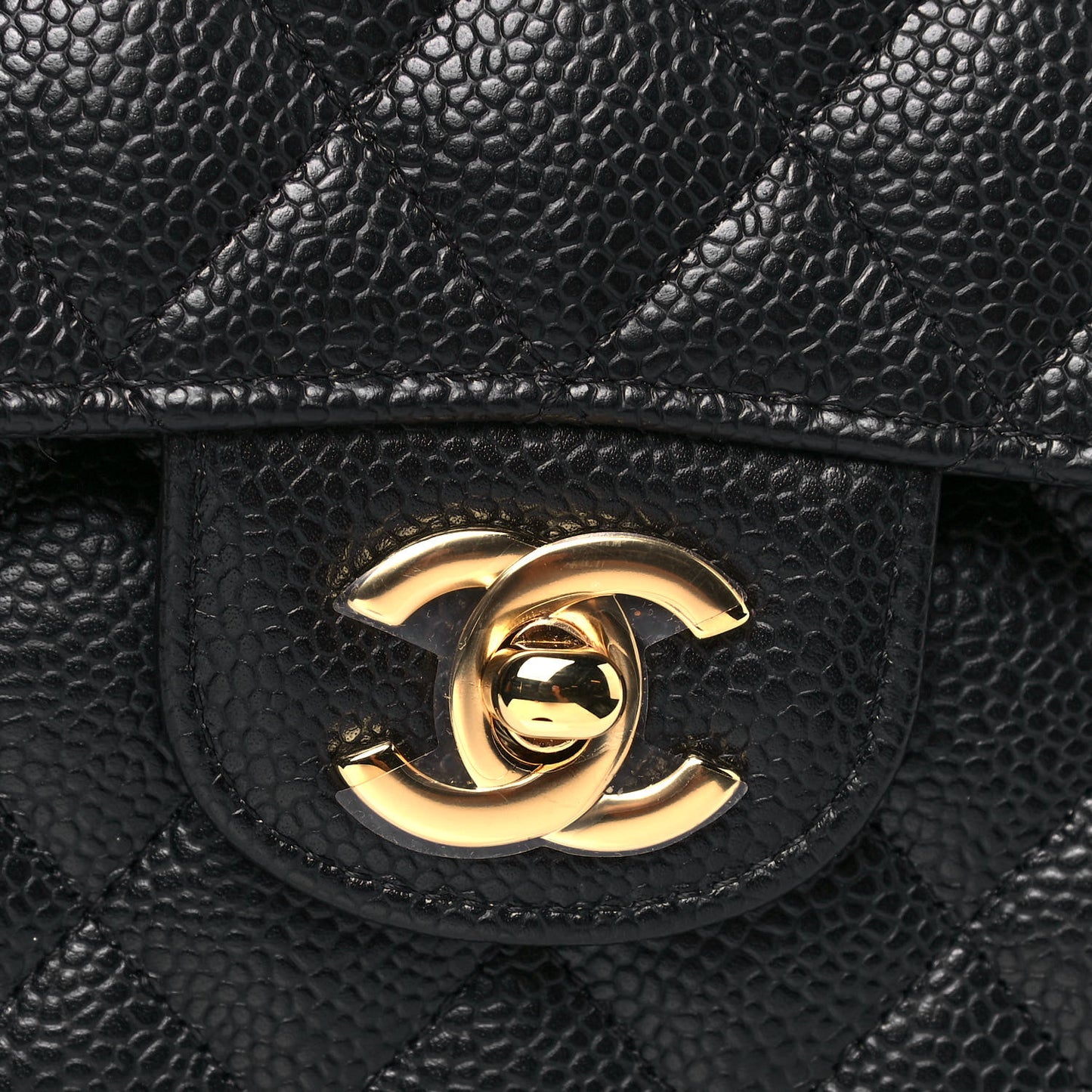 Caviar Quilted Medium Double Flap Black