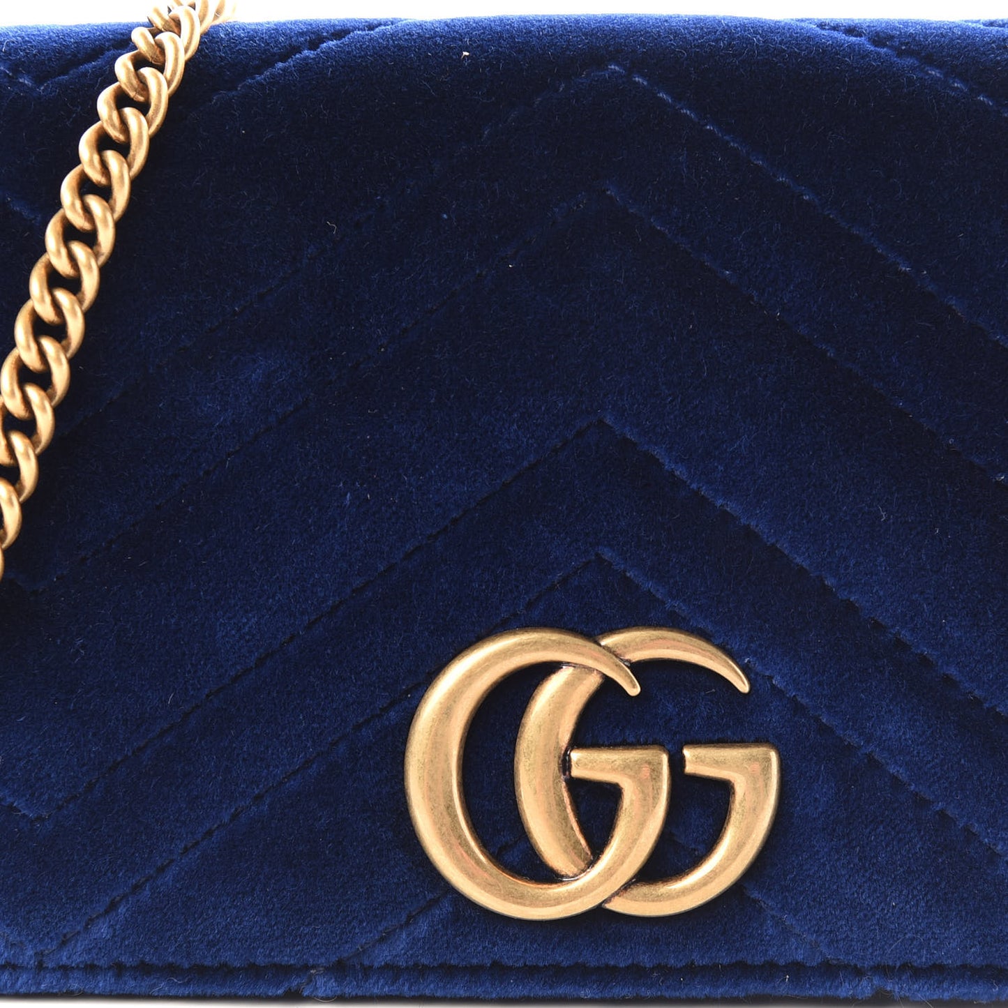 Velvet Matelasse GG Marmont Mini Bag Cobalt Blue