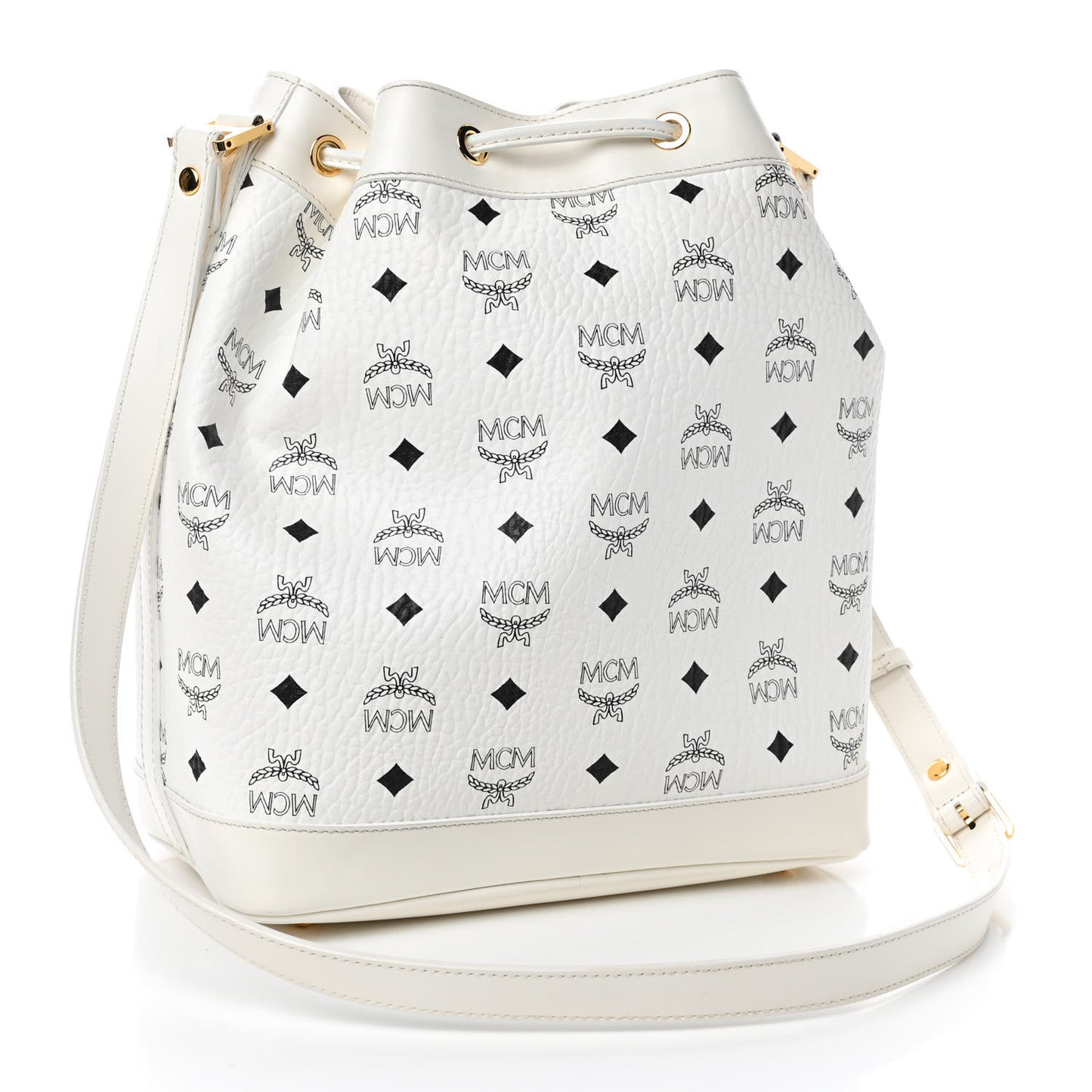 Visetos Small Heritage Drawstring Bucket Bag White