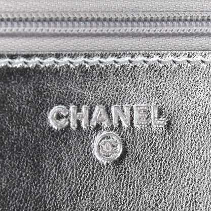 Chanel Gradient Metallic Calfskin Quilted Wallet On Chain WOC Silver Blue Yellow Purple 5 of 9
