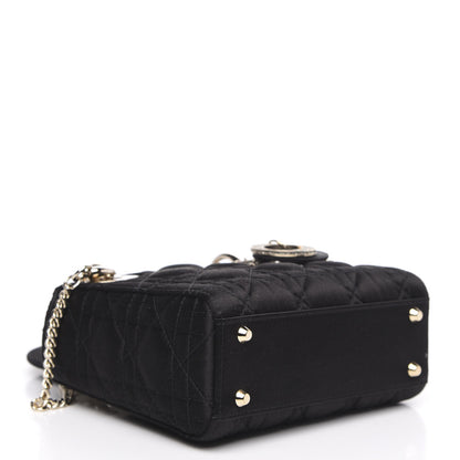 Christian Dior Satin Swarovski Crystal Cannage Mini Lady Dior Black 4 of 8