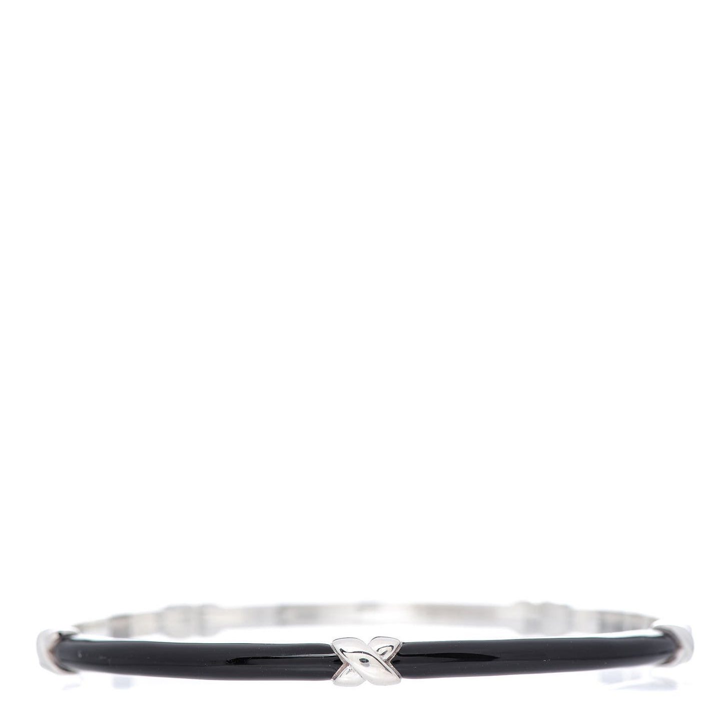 Sterling Silver Enamel Signature X Bangle Bracelet Black