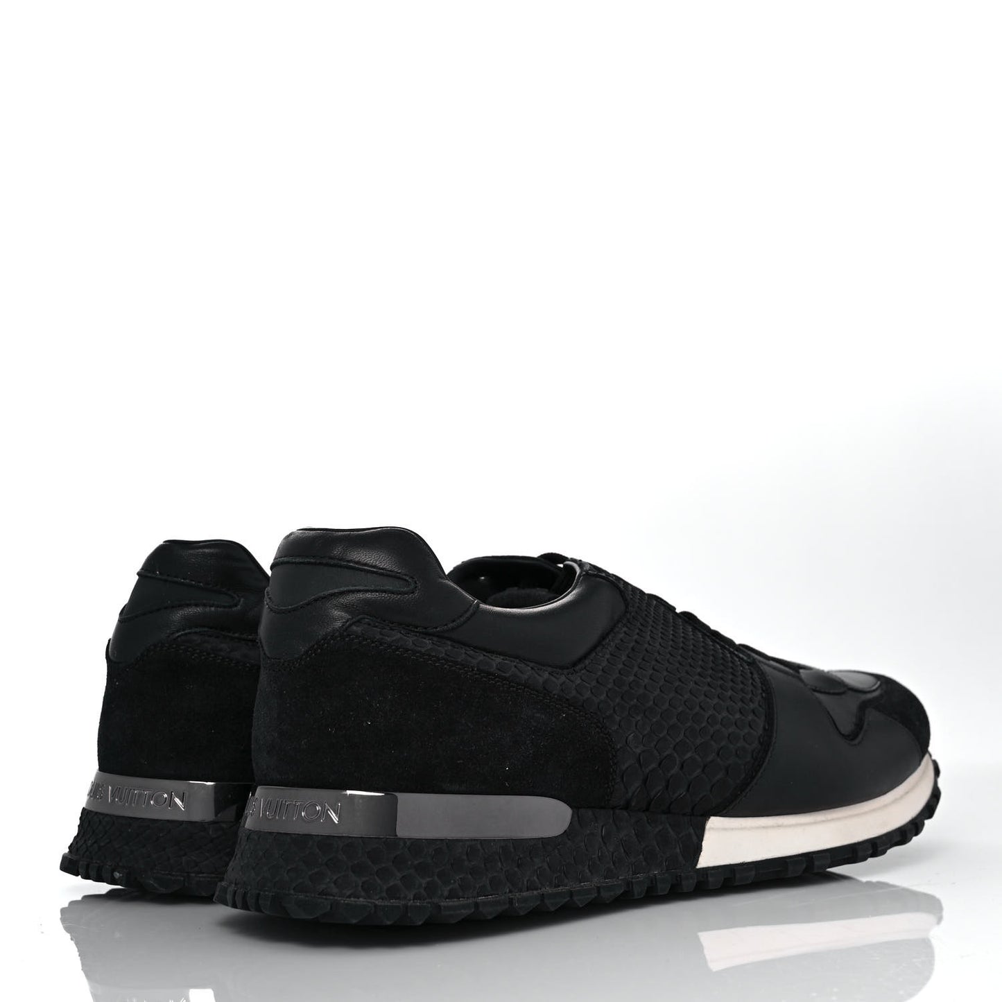 Calfskin Perforated Suede Mens Run Away Sneakers 9.5 Black