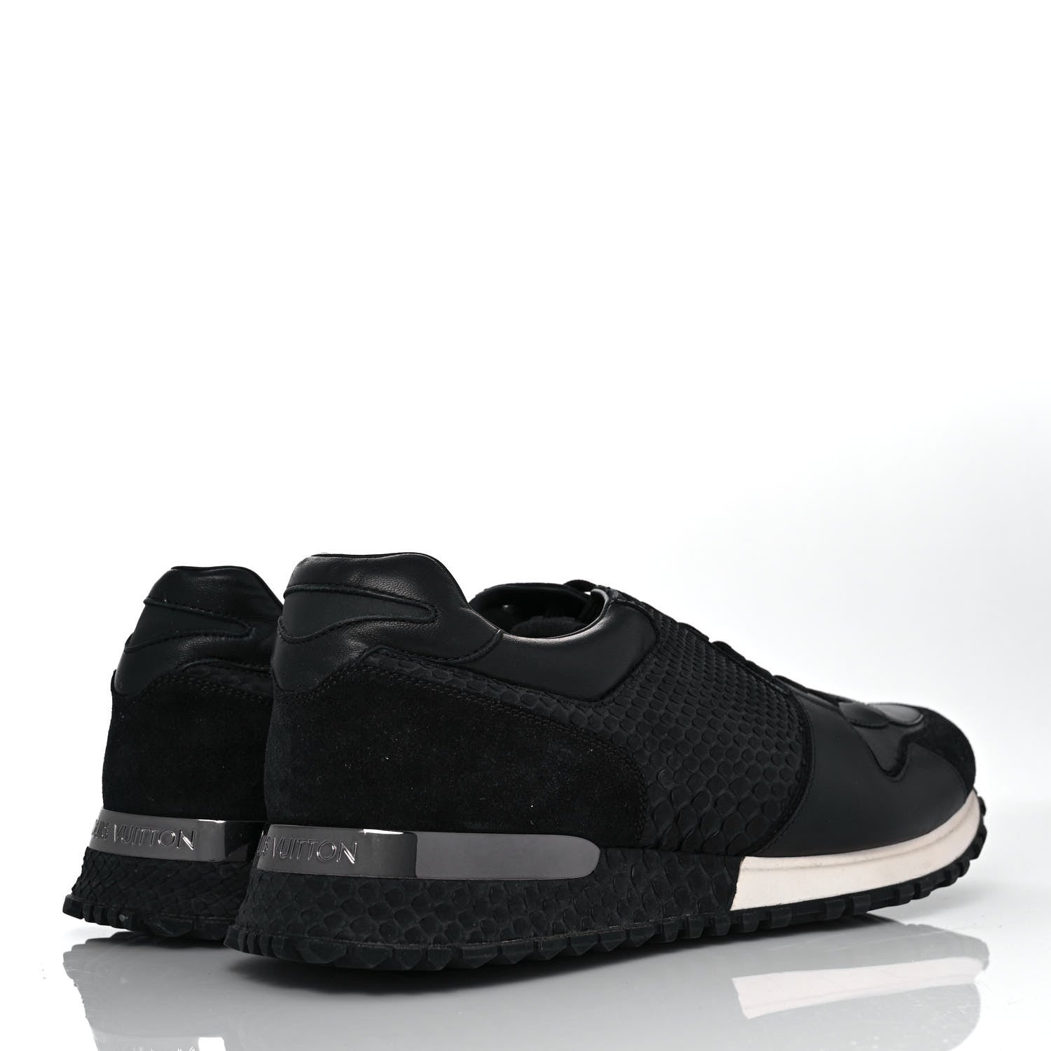 Louis Vuitton Calfskin Perforated Suede Mens Run Away Sneakers 9.5 Black 4 of 8