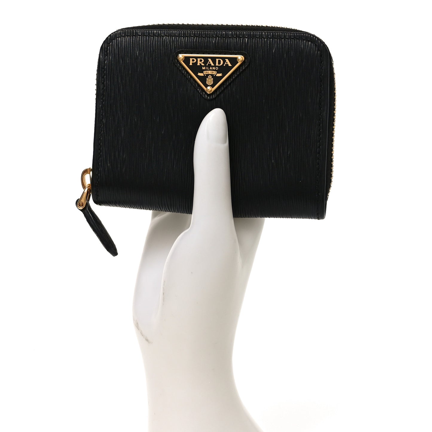 Vitello Move Triangle Logo Zip Coin Purse Black