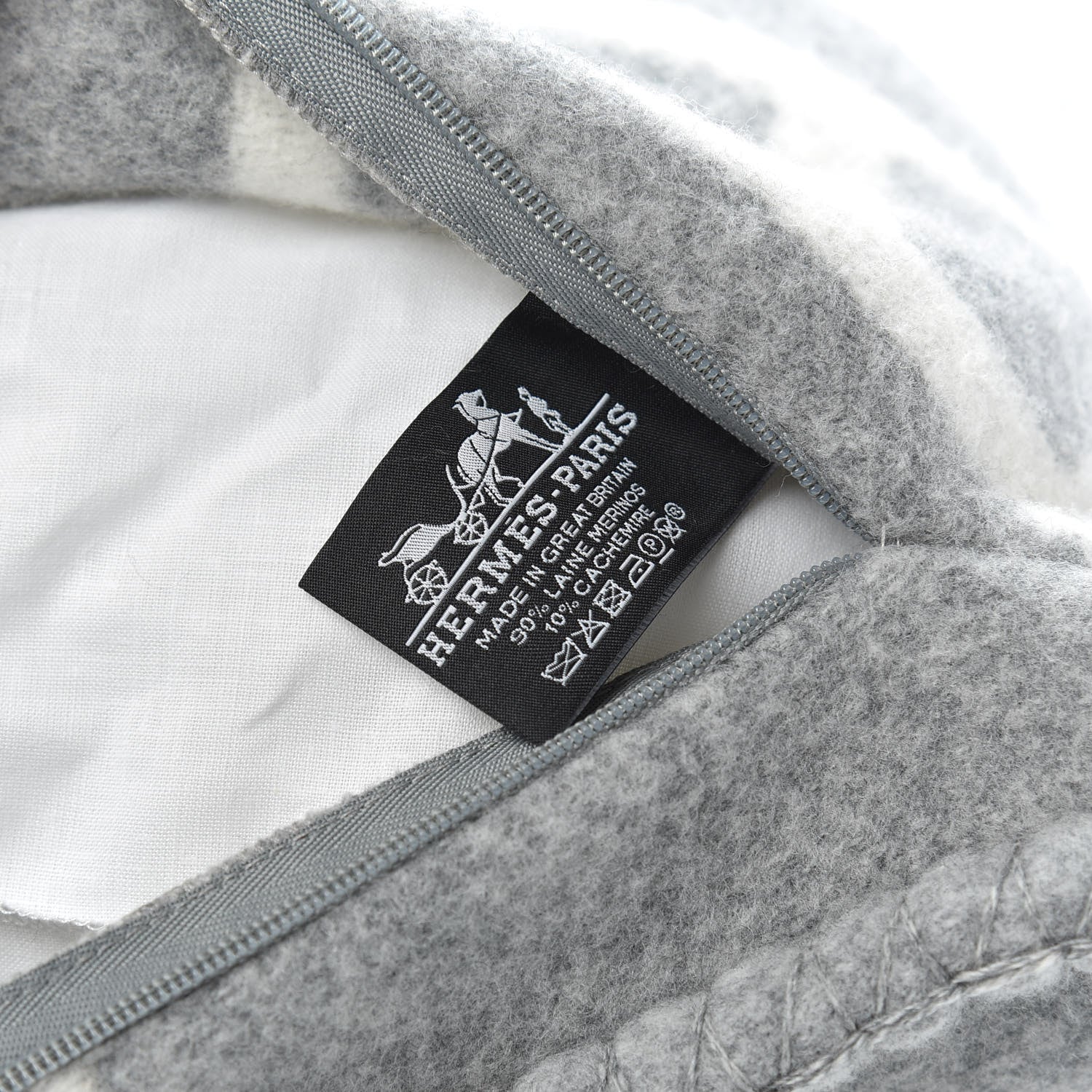 Hermes Wool Cashmere Avalon III Pillow PM Ecru Gris Clair 3 of 5
