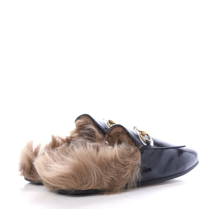 Gucci Patent Fur Womens Princetown Slippers 36 Black Natural 4 of 10