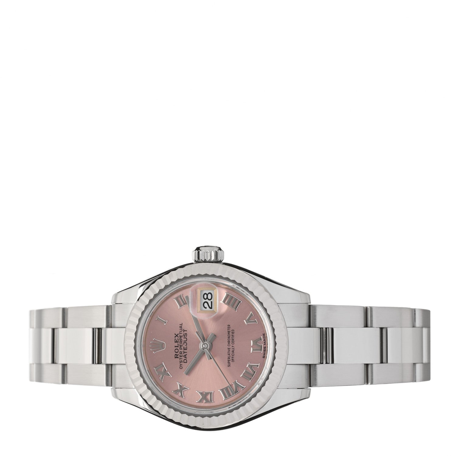 Rolex Stainless Steel 18K White Gold 28mm Oyster Perpetual Datejust Watch Pink Roman 279174 2 of 4