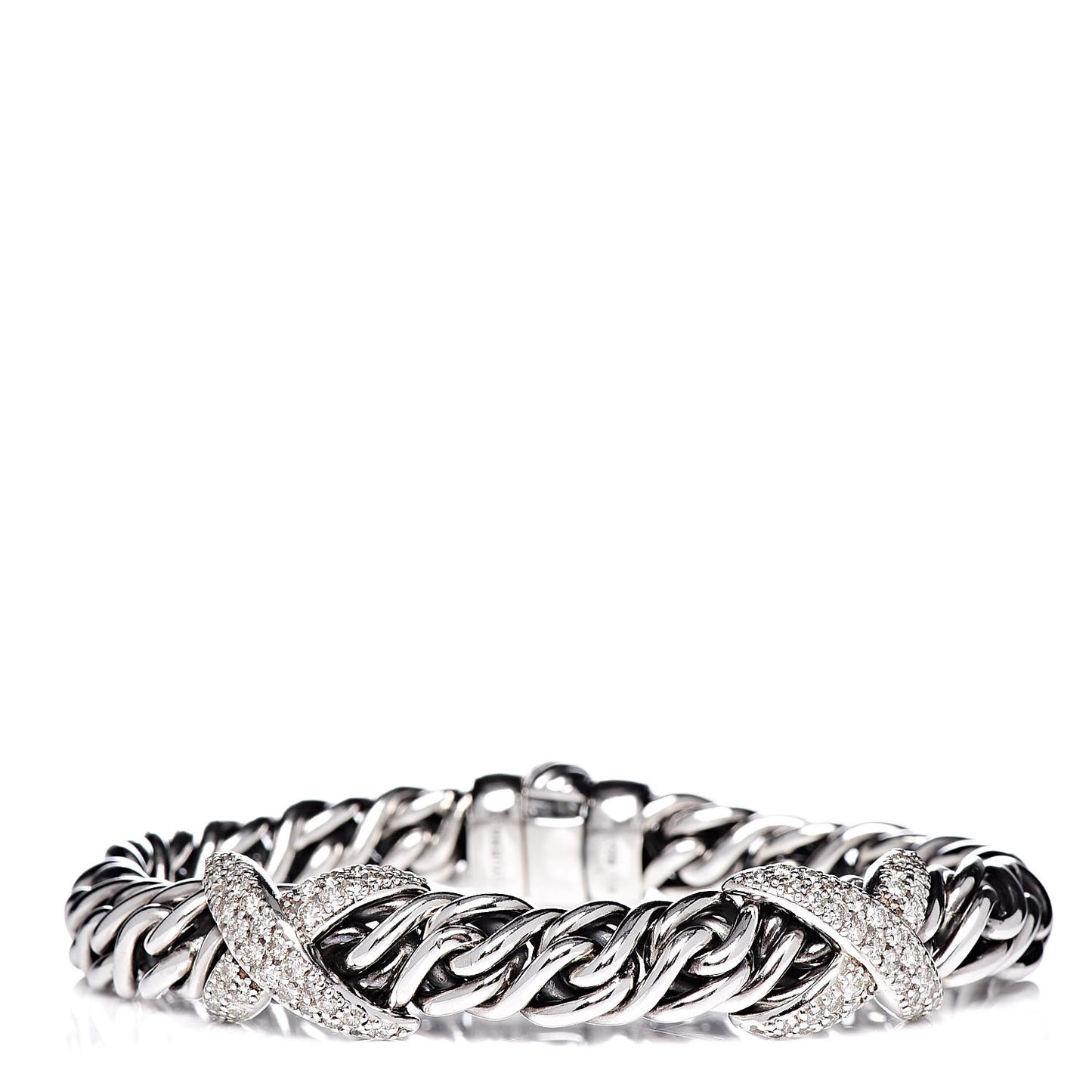 Sterling Silver Diamond 9mm Double X Lyrica Bracelet