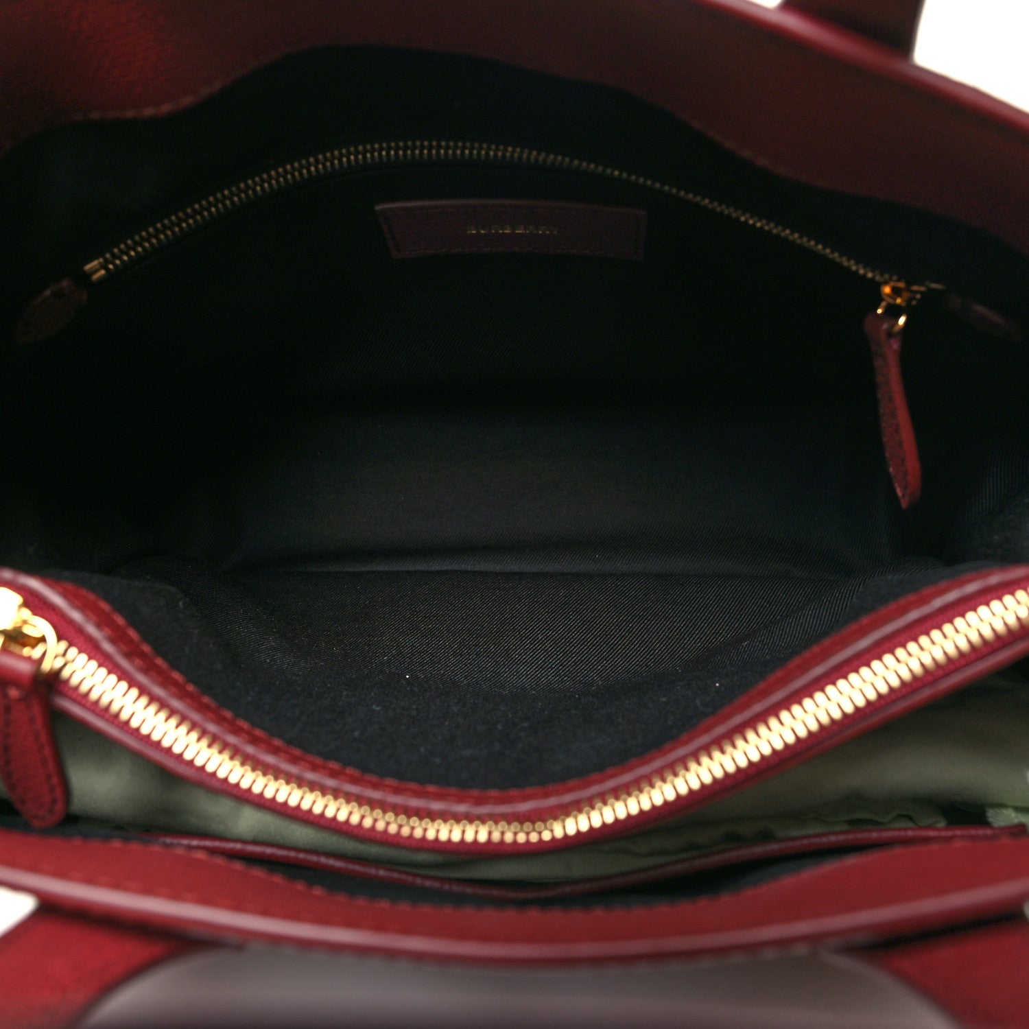 Burberry Grainy Calfskin House Check Medium Banner Tote Crimson 5 of 10