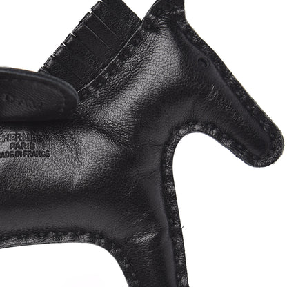 Hermes Milo Lambskin Grigri Rodeo Horse Bag Charm PM So Black 3 of 3