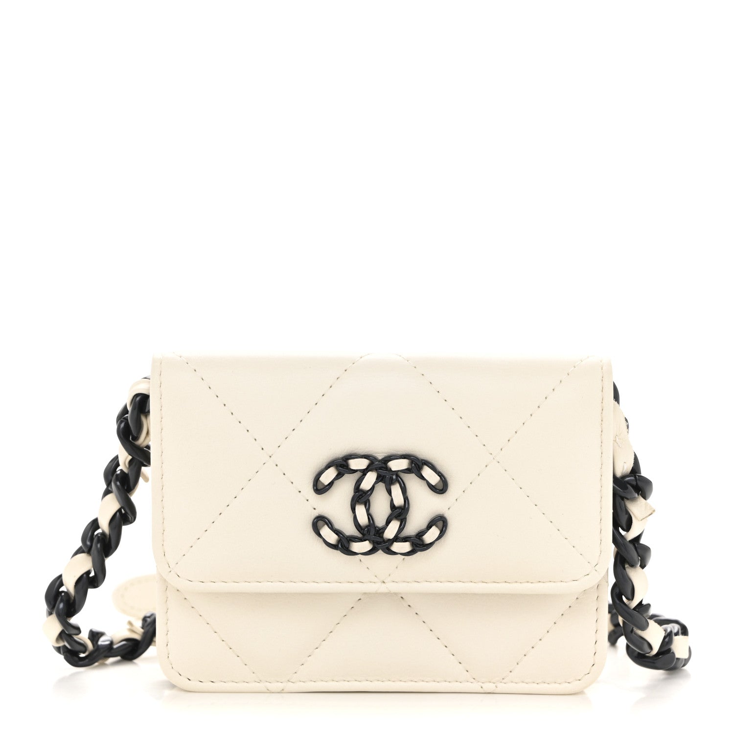 Chanel Caviar Quilted My Everything Belt Flap Card Holder White 1 of 11