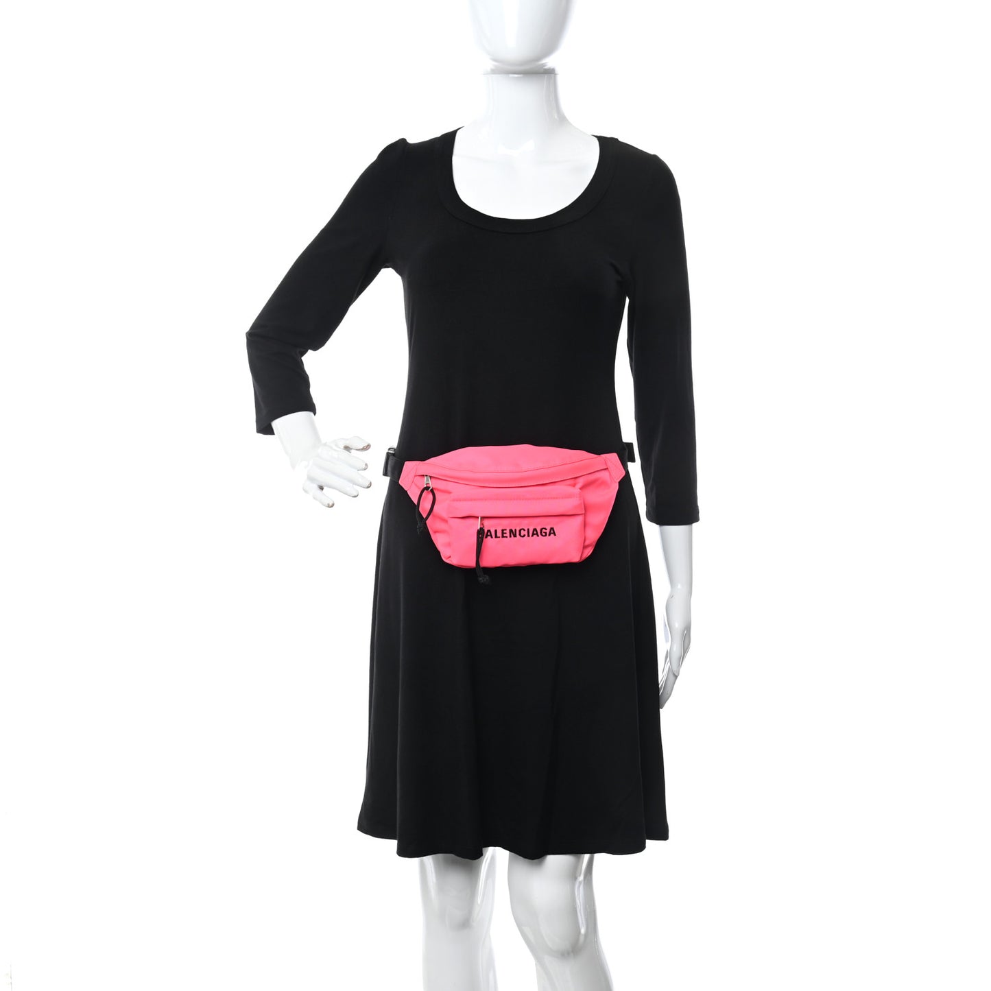 Textured Sport Nylon Logo Wheel Belt Bag Acid Pink