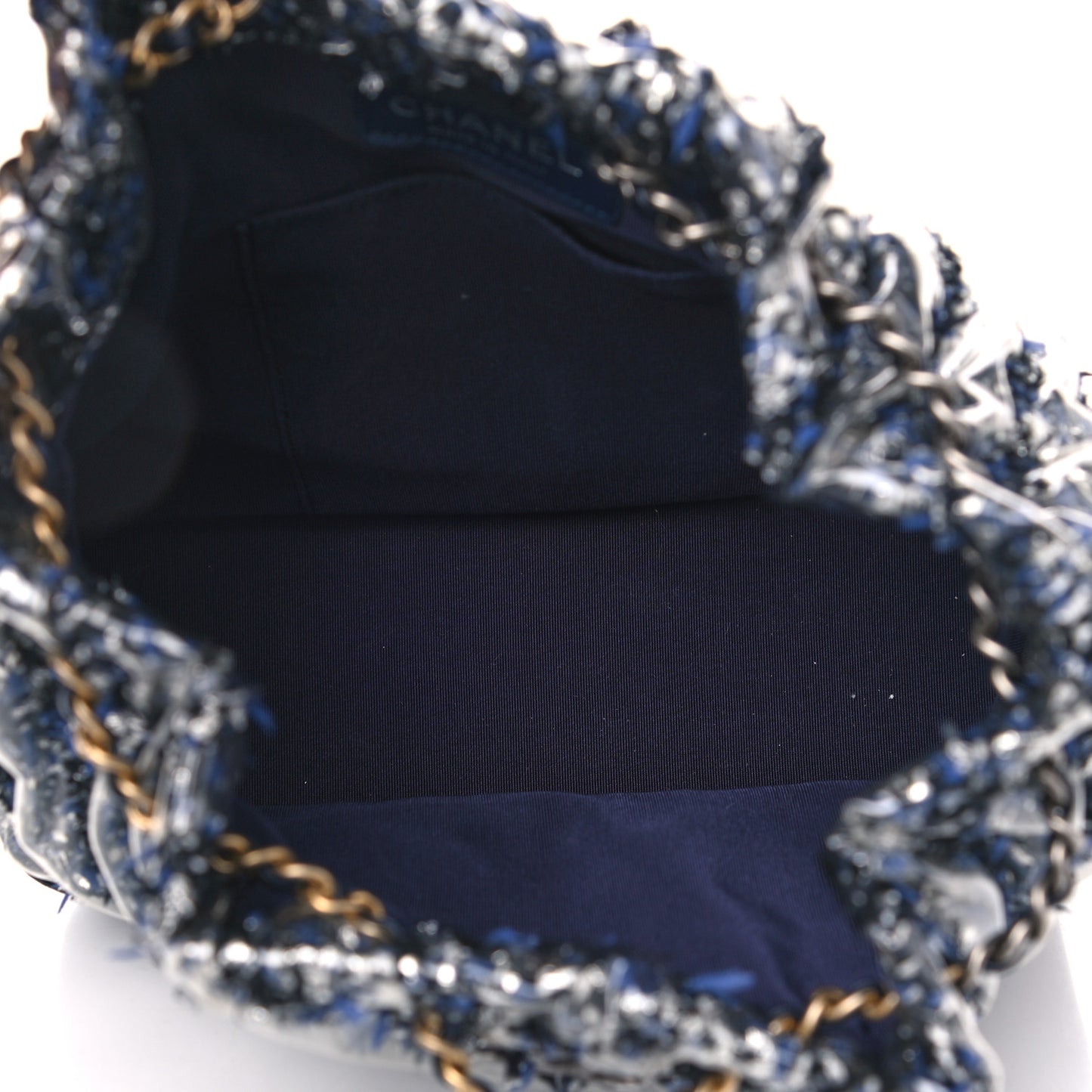 Tweed PVC Quilted Gabrielle Backpack Navy Black