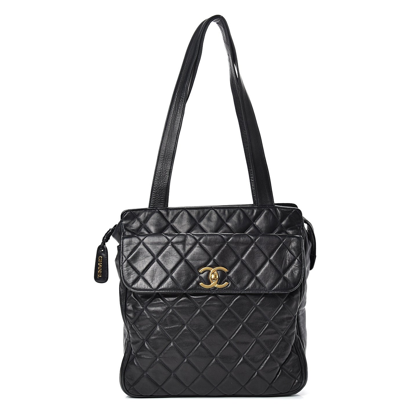 Lambskin Quilted CC Shoulder Bag Navy