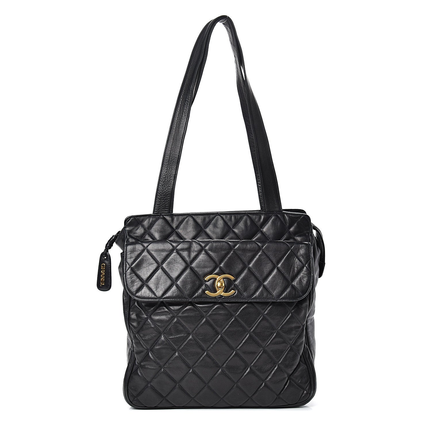 Chanel Lambskin Quilted CC Shoulder Bag Navy 1 of 16